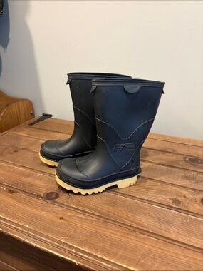 Children's Black Rain Boots with Cream Tread Soles